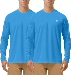 Mens UPF 50+ UV Sun Protection Shirts Outdoor Long Sleeve SPF Rash Guard for Fis - Picture 1 of 12
