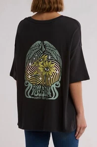 Volcom Women’s Careless Oversize Cotton Graphic T-Shirt Color Black Size S - Picture 1 of 8