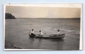 Rock Lake Manitoba Canada Row Boat Canoe RPPC Postcard c.1910 - Picture 1 of 2