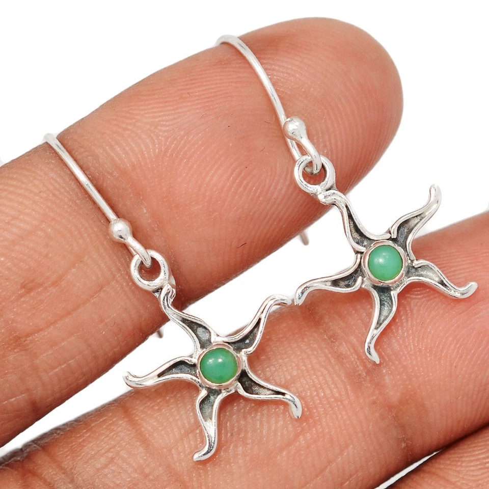 Sol - Crisoprasa Natural - Australia Pendientes Plata 925 Joyería CE48286 Foto 1 de 1