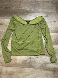 NWT Oakley Active Womens Long Sleeve Wide Neck Tee T-Shirt Green Small S - Picture 1 of 4