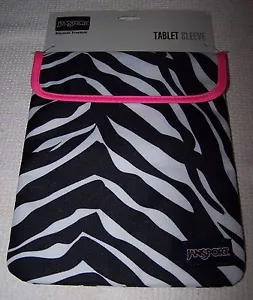 JANSPORT 1.0 Padded Tablet Sleeve Pouch Case Cover ZEBRA BLK/WHITE/PINK ~ NWT - Picture 1 of 2