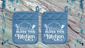 Bless This Kitchen #2 - Pocket Pot Holder - Oven Mitt - Hot Pad - 20slatedblneo - Picture 1 of 1