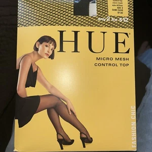 HUE Micro Mesh Control Top Pantyhose Size 2 Dark Olive Style #5966 - Picture 1 of 1