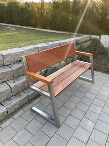 Gartenbank Edelstahl Holz 160cm - Bild 1 von 9