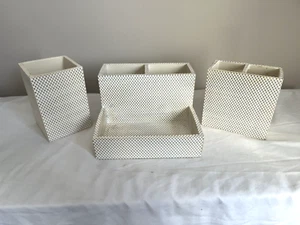 Three Piece Biege/White Patterned Desk Storage  Set - Store Stationary, Supplies - Picture 1 of 5