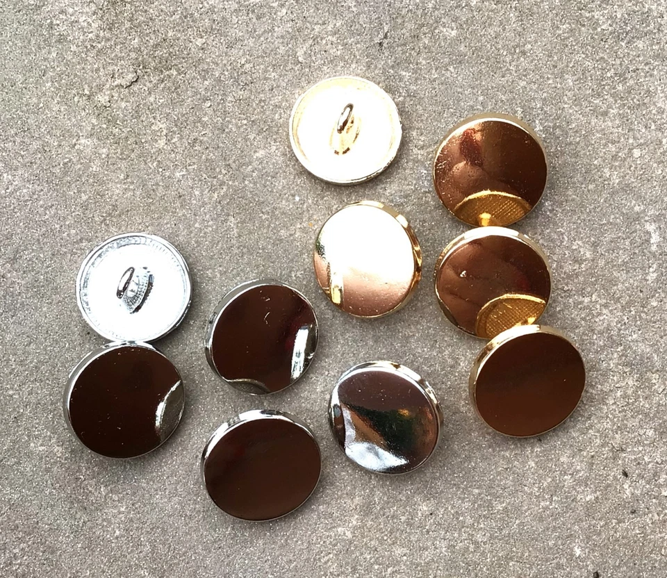 15mm Gold or Silver Blazer Jacket buttons Alloy Pack size 5, 10 or 20 - Image 1 of 1