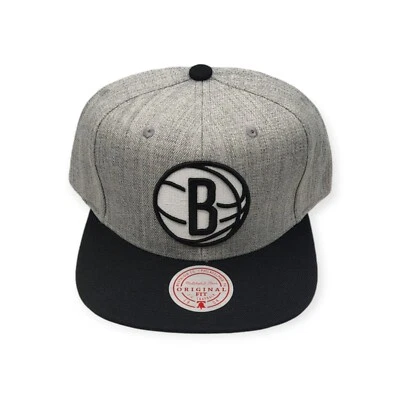 Mitchell & Ness Brooklyn Nets Grey Black Pop Adjustable Snapback Hat Cap - Image 1 of 4