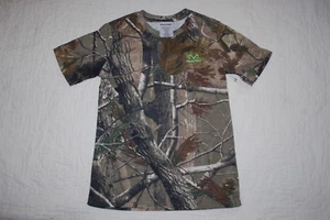 Boys S/S Tee Shirt REALTREEE CAMOUFLAGE Green Brown WOODSY TREES Crew Neck SZ M - Picture 1 of 1