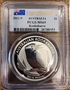 2012-P Australia Silver $1 Kookaburra First Strike PCGS MS 69 - Picture 1 of 2