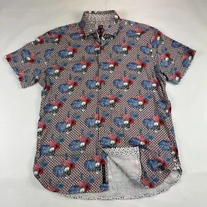 Luchiano Visconti Signature Collection Skull Shirt Mens L Geometric Short Sleeve - Picture 1 of 11