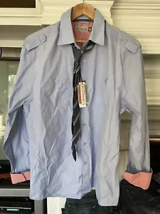 Sovereign Code Button Down Collared Dress Shirt Blue Mens Size Medium NWT - Picture 1 of 7