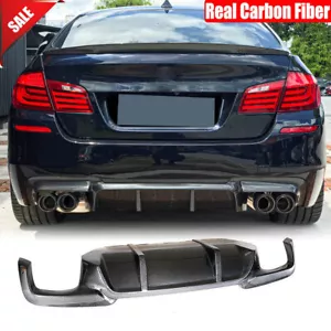 Real Carbon Rear Bumper Lip Diffuser For BMW 5 Series F10 550i M-Sport 2011-2016 - Picture 1 of 11