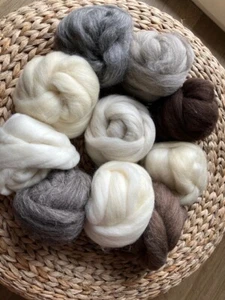 FILZWOLLE  MÄRCHENWOLLE NATURFARBEN 10 Fb. 200 g filzen Kammzug - Bild 1 von 1