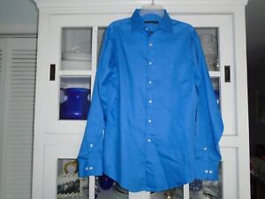 GEOFFREY BEENE Men's size 15.5x34/35 Nice L/S BLUE WRINKLE FREE Shirt