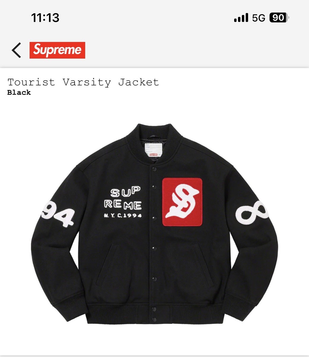 Supreme Cactus Plant Flea Market Tourist Varsity Jacket Black 