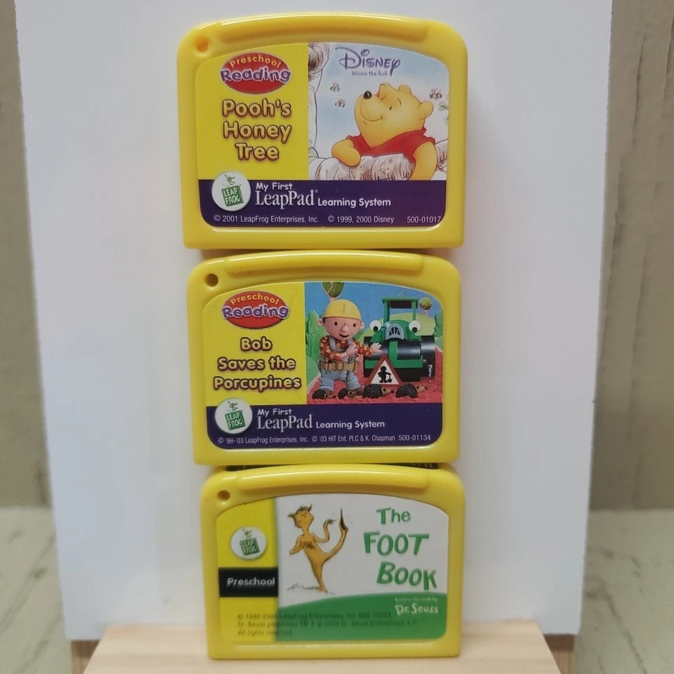 My First LeapPad Lot of 3, Educational Game Cartridges  Pooh, Bob Builder, Seuss - Image 1 of 4