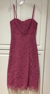 Donna Karan Size 4 Bright Pink $425 Magenta Eyelet Easter Dress NWT Lace Scallop - Picture 1 of 23