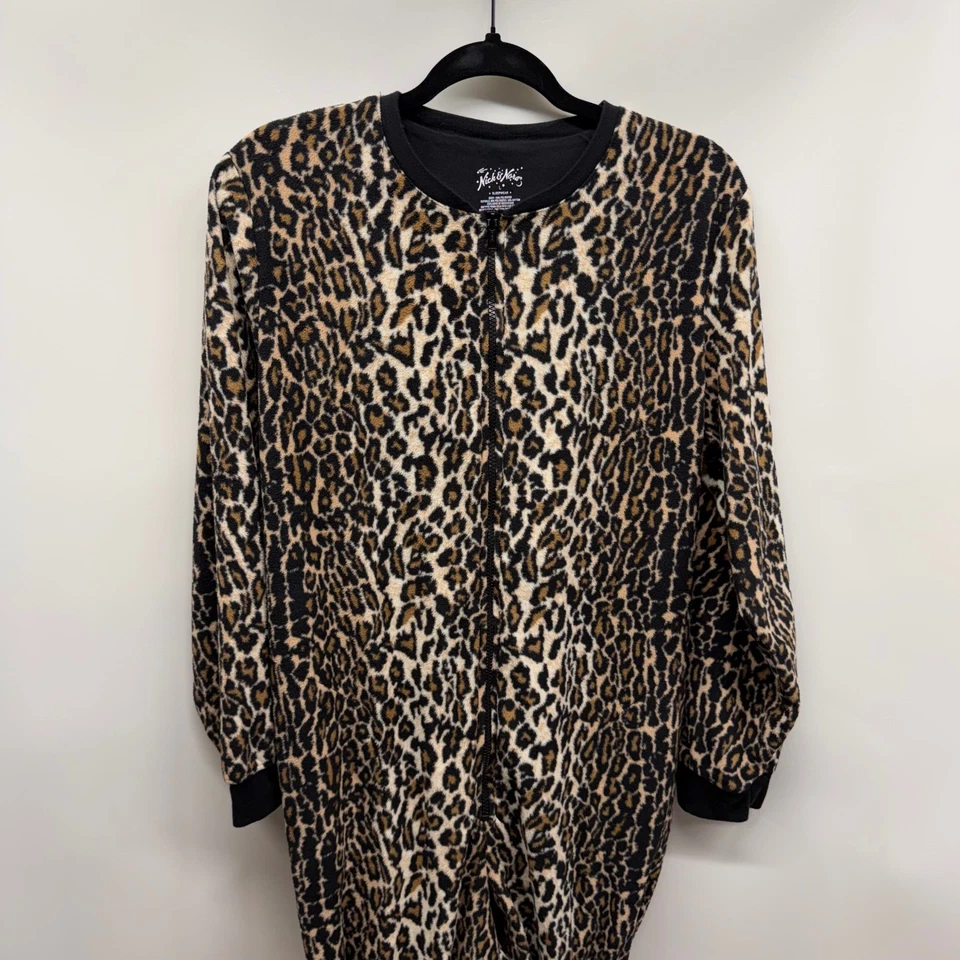 Pijama de una pieza con patas de lana estampado de leopardo de Nick & Nora para mujer L gato Foto 1 de 4