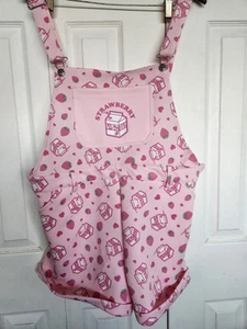 Hot Topic Sweet Society Strawberry Milk Shortalls Plus Size 1X Sold Out XL Pink - Picture 1 of 16