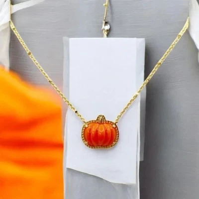 Kendra Scott Short Pumpkin Pendant Gold Tone Necklace In Orange Mother -of-Pearl - Image 1 of 4