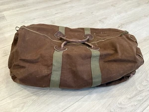 Vintage LL BEAN Canvas Leather Duffle Bag Travel USA  Talon Sawtooth Tag - Picture 1 of 7