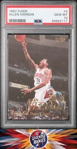 Fleer 3 Allen Iverson PSA 10 1997 - Foto 1 di 2