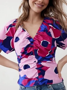 New Banana Republic Women’s Size 16 Fitted Poplin Top Floral - Picture 1 of 11