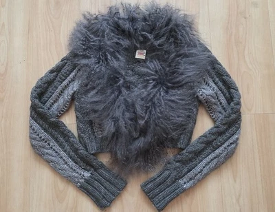 Stickjacke Damen NOLITA mit Echtpelz Kragen 46% Mohair Gr. S/M sehr extravagant  - Bild 1 von 4