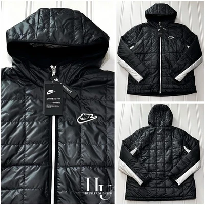 NUEVO Nike Sportswear Negro Relleno Sintético THERMORE Chaqueta Cremallera Completa Para Hombre’s Grande Foto 1 de 4