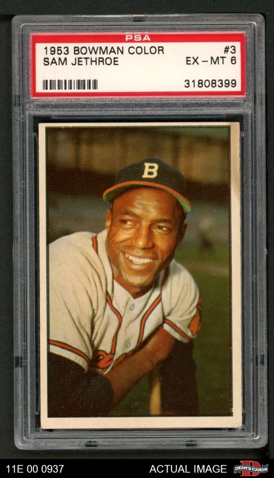 1953 Bowman #3 Sam Jethroe Braves PSA 6 - EX/MT - Image 1 of 1