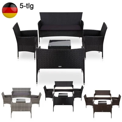 5-tlg.Gartenmöbel Balkonmöbel Poly Rattan Gartensofa Sitzgruppe Balko Garten Set - Bild 1 von 4