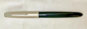 VTG USA PARKER 51 AEROMETRIC BLACK FOUNTAIN PEN, 14k "M" NIB, STEEL CAP c1960 vg - Picture 1 of 9