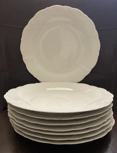 Set of 8 ALT Tirschenreuth BARONESSE WHITE Dinner Plates 10” Germany MINT - Picture 1 of 17