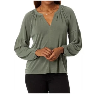 Top Lucky Brand morbido verde manica lunga dentellato collo sabbiato XL prateria contadina - Foto 1 di 16