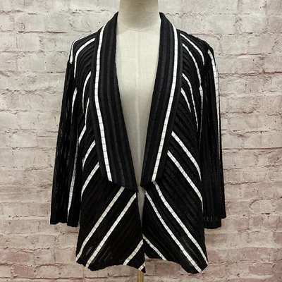 Chaqueta Chico's Collection 2 Aurora Negra Blanca Rayas Satén Cinta Transparente Talla L Foto 1 de 4