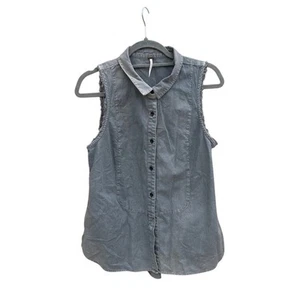 Free People sin mangas con botones, espalda plisada, suave, gris, talla S - Imagen 1 de 4