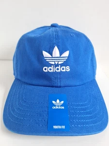 Adidas Originals Relaxed Baseball Hat Cap Adjustable Strapback Youths Blue New - Picture 1 of 15