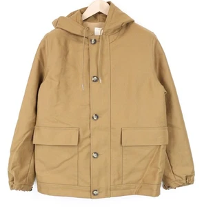 SANDRO Men's Jacket XS Camel Brown Parka Hooded Buttoned Lined Cotton Deck Coat - Picture 1 of 10