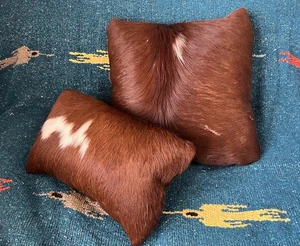 REAL COWHIDE ACCENT PILLOWS LONG RED HAIR 2 PILLOWS - Picture 1 of 11