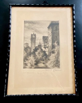 Hübsche alte Radierung - Ravensburg - signiert Ernst Zipperer - Bild 1 von 4