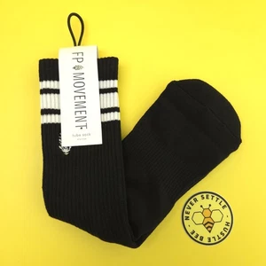 Free People Movement Logo Stripe Tube Socks Black White Lucky Honey One Size - Bild 1 von 6