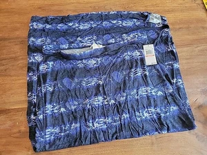 Neu mit Etikett $ 89 Michael Kors Maxirock Seitenschlitz Schlangen-/Pythonmuster ~ azurblau 2X - Bild 1 von 9