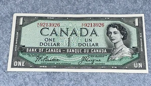 1954 Bank of Canada 1 Dollar Schein Note K/L 9213926 Seriennummer KNACKIG SCHÖN! - Bild 1 von 8