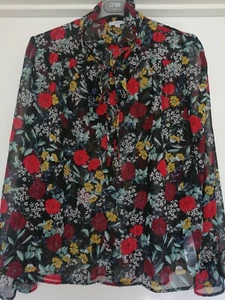 La Redoute Pussy Bow Blouse With High Neck Floral size 12 - Picture 1 of 3