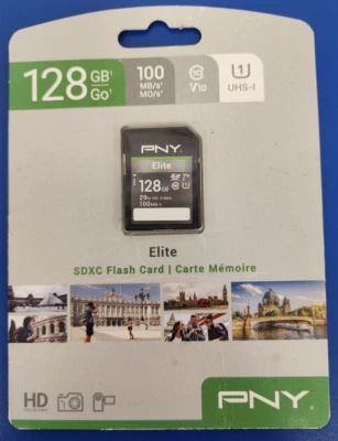 PNY 128 GB 100 MB/s UHS-I Elite SDXC Flash Card Full HD Video - Image 1 of 2
