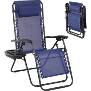 Zero Gravity Chairs Patio Lounge Chairs Outdoor Beach Chair with Pillow and Cup - Picture 1 of 7