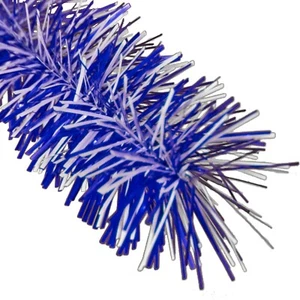 30FT Shiny Metallic Blue and White Tinsel Garland Christmas Plastic Fringe Foil - Picture 1 of 3