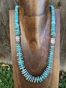 Collana di perle turchesi in argento sterling 925 sud-ovest. 22 pollici - Foto 1 di 13