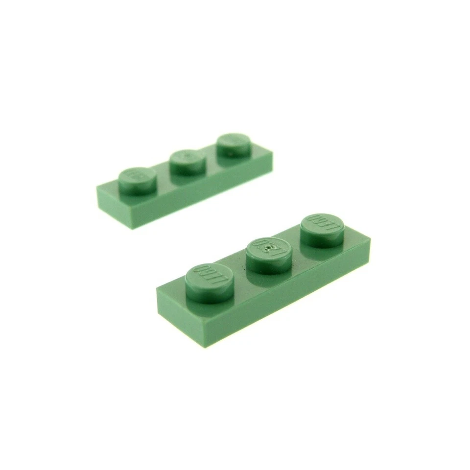 2x Lego Bau Stein sand grün 1x3 Basis Basic Leiste flach Set 75060 3623 - Bild 1 von 1